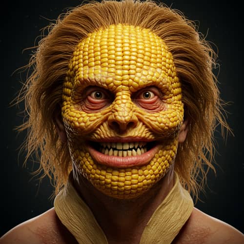 Evil Corn Face Man - Spooky Art