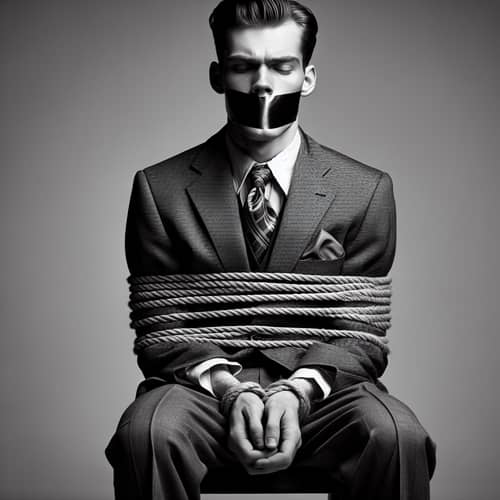 Mystery Man Tied Up in Classical Suit