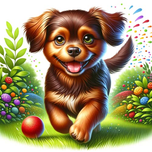 Playful Brown Dog Running in Park | Joyful Canine Image