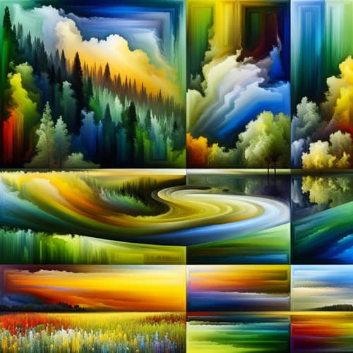 Abstract Interpretation of Nature: Color Gradients & Tranquil Landscapes