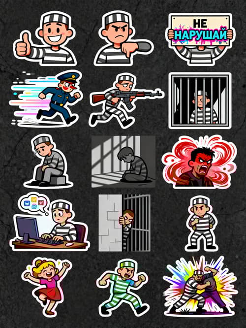 Vibrant Prisoner Sticker Pack - 12 Unique Designs