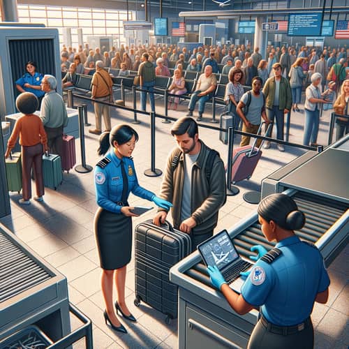 Diverse Airport Security Checkpoint | TSA Procedures and Efficiency