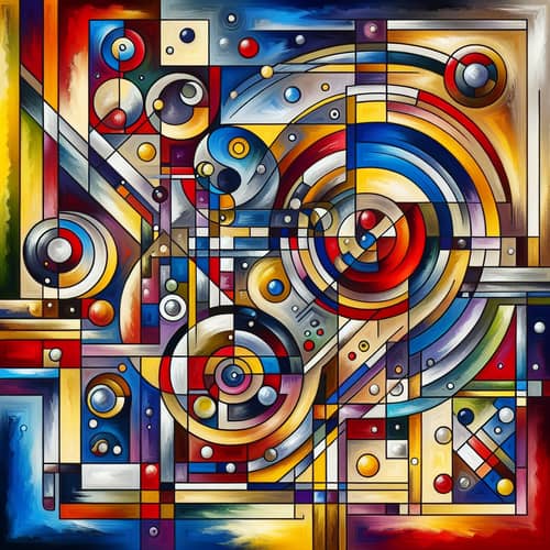 Colorful Abstract Painting Inspired by Early 20th Century Art