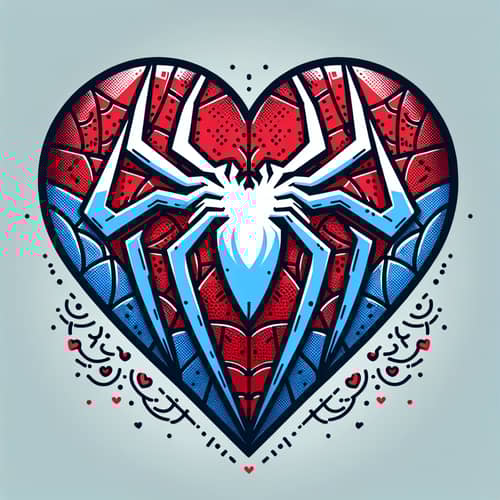Spider-inspired Heart Design | Red & Blue Stylized Pattern
