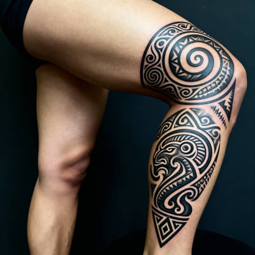 Unique Maori Tattoo Design for Leg with Deep Meanings