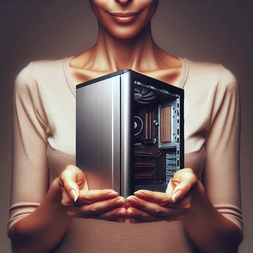High-Speed Modern Computer System Held by Gracious Hands