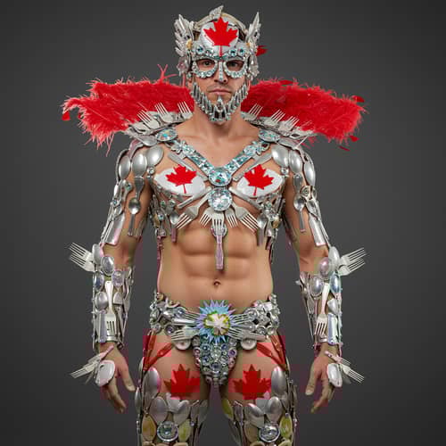 Unique Male Costume Design with Repurposed Materials