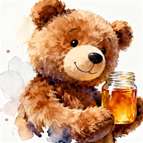 Fluffy Brown Stuffed Bear Toy with Honey Jar Fluffy Brown Stuffed Bear Toy with Honey Jar