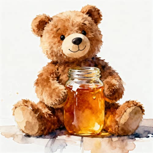 Fluffy Brown Stuffed Bear Toy with Honey Jar Fluffy Brown Stuffed Bear Toy with Honey Jar