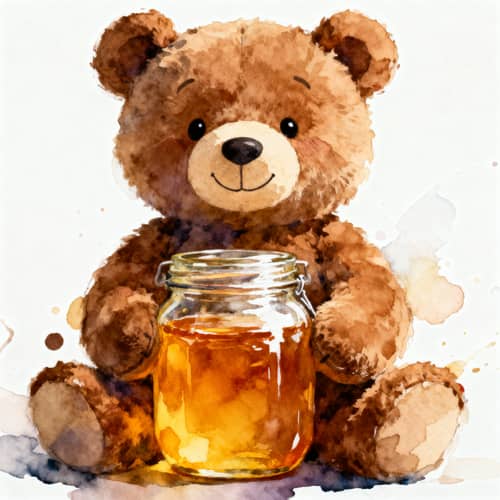 Cute Brown Stuffed Bear Toy with Honey Jar