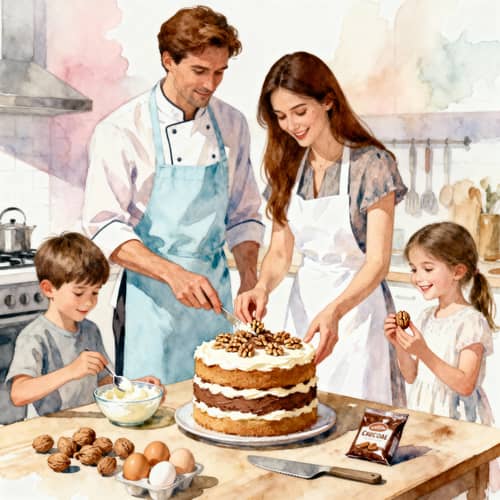 Family Joy in the Kitchen - Watercolor Art Family Joy in the Kitchen - Watercolor Art