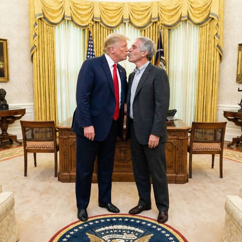 Trump Kissing Epstein in the Oval Office