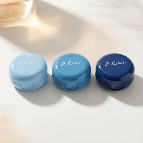 Elegant Blue Lip Balm Jars by Dr. Fischer