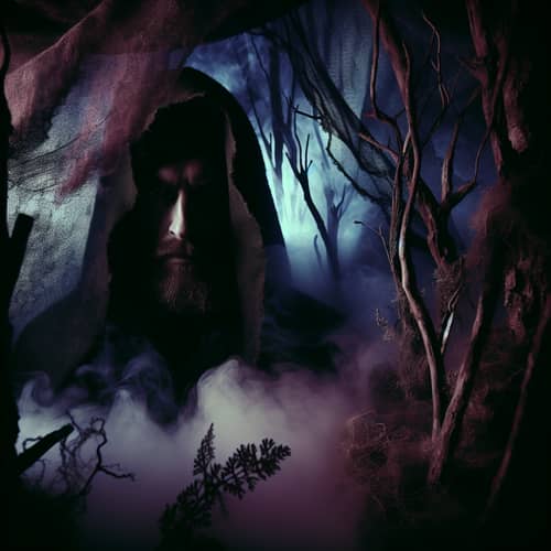 Enigmatic Figure in Foggy Forest | Fantasy-Inspired Art
