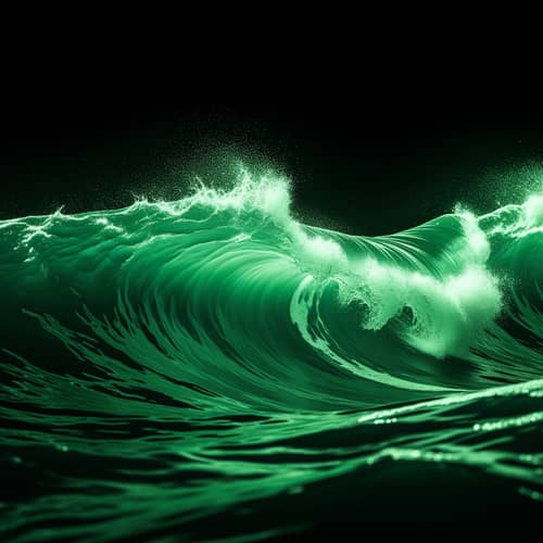 Green Waves on Black Background Green Waves on Black Background