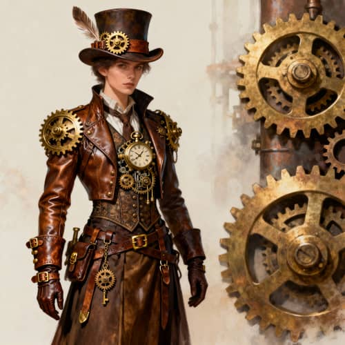 Steampunk Costume: Brass Gears & Leather Accents