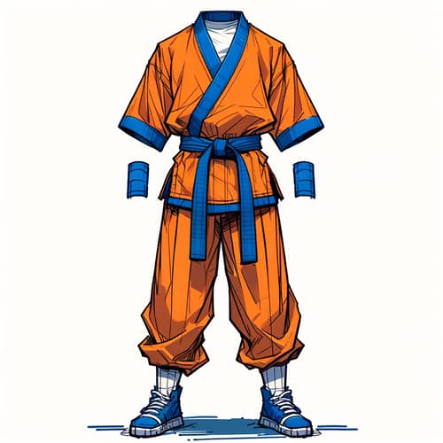 Orange Martial Arts Gi Drawing | Popular Anime Character Outfit
