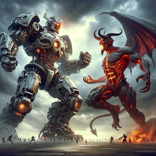 Epic Robot Fight vs. Powerful Devil: Battle of Titans