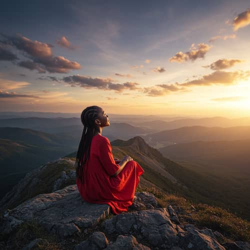 Beautiful Black Girl on Mountain Top