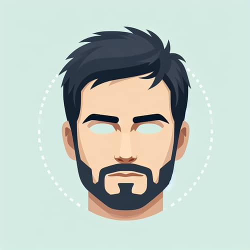 Black-Haired Man with Bushy Eyebrows & Short Goatee
