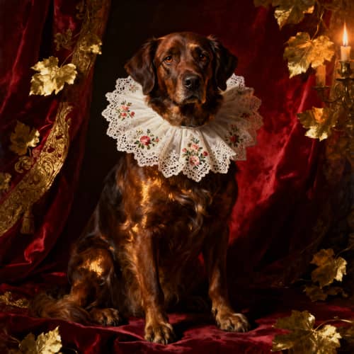 Regal Dog Portrait in Baroque Style