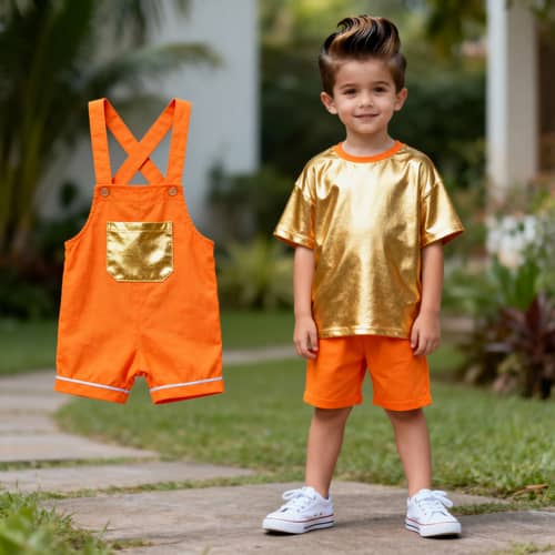 Bright Orange Short Jumpsuit for Kids Bright Orange Short Jumpsuit for Kids