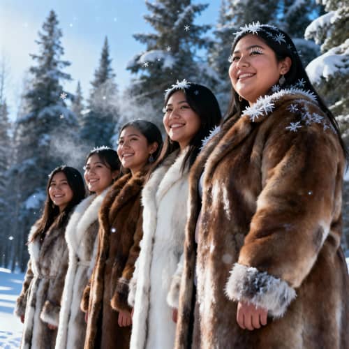 Beautiful Métis Women in Fur Coats - Saskatchewan Winter Beautiful Métis Women in Fur Coats - Saskatchewan Winter