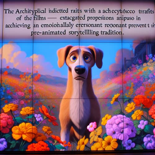 Vintage Animated Dog Portrait with Vibrant Flowers