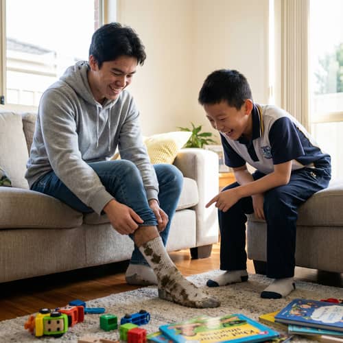 Fun Playtime: Chinese Swedish Boy's Sock Antics