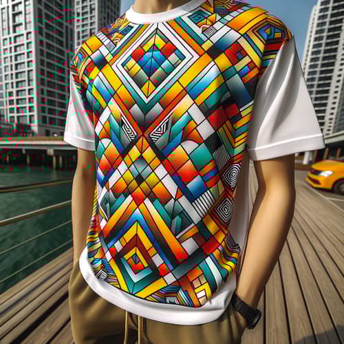 Pop Art Geometric Pattern White T-Shirt