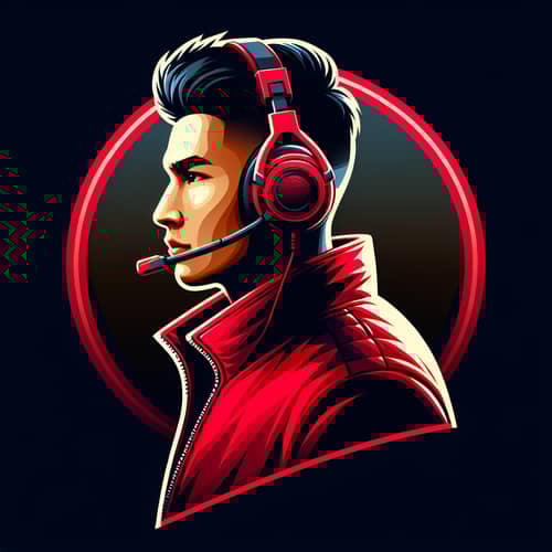 South Asian Man Profile Picture | Bold Red Jacket & Gaming Headset