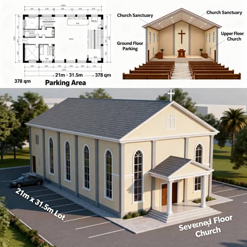 Floor Plan & Perspective for 2-Storey SDA Church