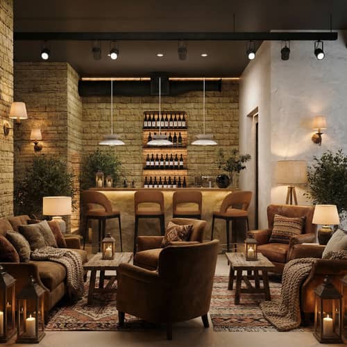 Cozy Bar Design with Comfortable Seating Cozy Bar Design with Comfortable Seating