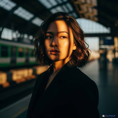 Cinematic Portraits: Young Asian Female at Train Station