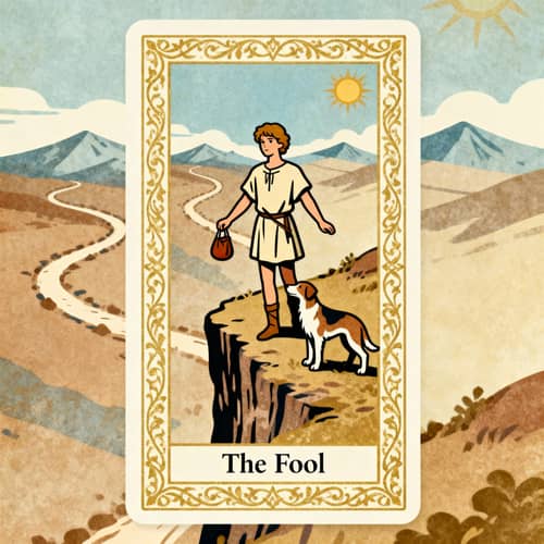 The Fool Tarot Card - Rider-Waite Style Illustration The Fool Tarot Card - Rider-Waite Style Illustration