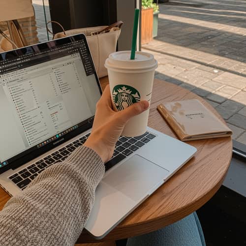 Candid Cafe Work: MacBook & Starbucks Moments