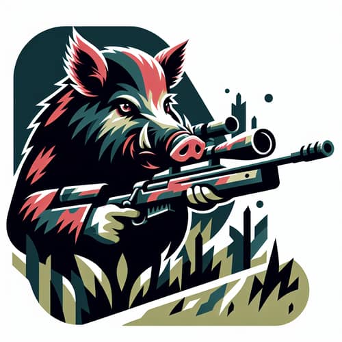 Wild Boar Sniper: Geometric Vector Art in Bold Colors