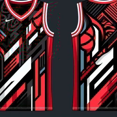 Abstract Black and Red Basketball Jersey Designs - NBA Concept