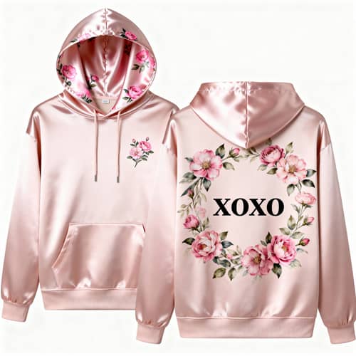 Trendy Floral Hoodie with Silk Fabric - XOXO Design