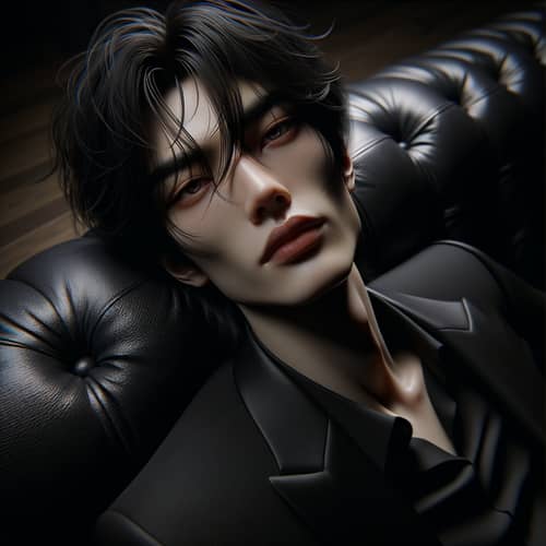 Intense Photo of Korean Man on Plush Leather Sofa | Hwang Hyunjin Look