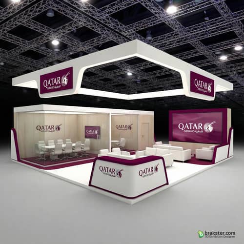 Qatar Airways Exhibition Stall Design - 10m x 15m Qatar Airways Exhibition Stall Design - 10m x 15m