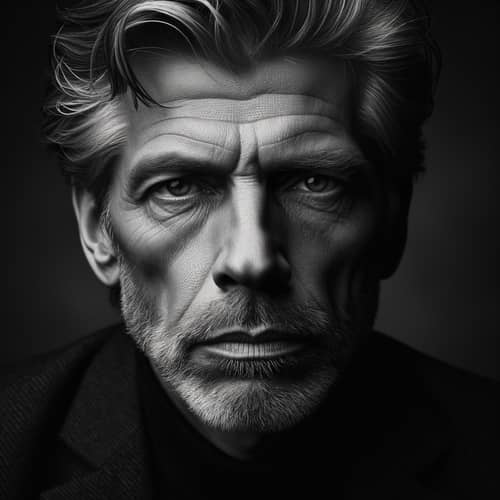 Intense Political Portrait of Middle-Aged Caucasian Man | Black & White