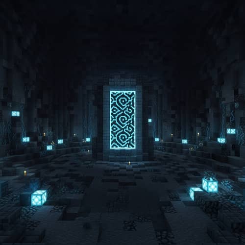 Minecraft Ancient City Portal in Dark Room