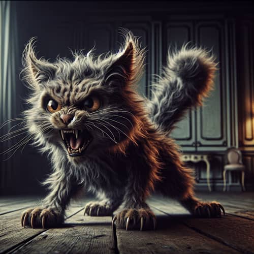 Angry Cat Detailed Image - Tense Drama & Imminent Action