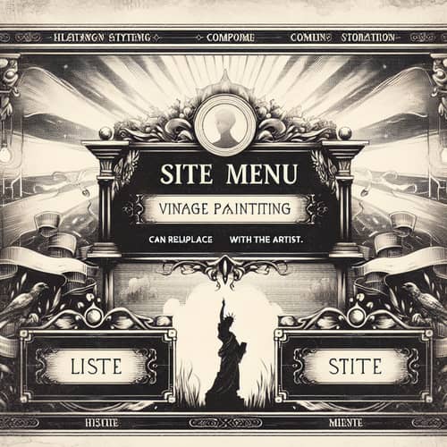 Vintage Digital Painting of Site Header and Menu | Chiaroscuro Lighting & Intricate Details