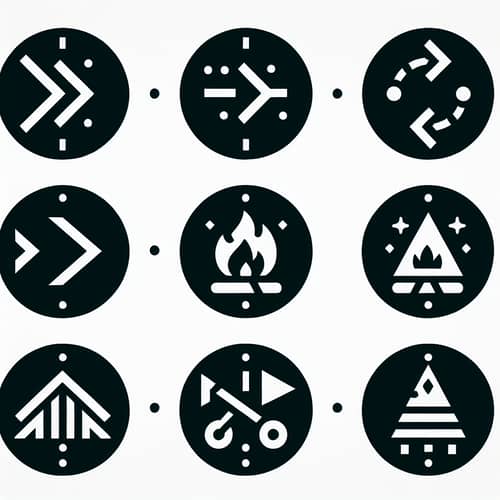 Minimalistic Round Icons for Children's Camp Website Menu