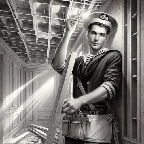 Russian Sailor Renovating High-Tech Apartment | Vintage Digital Painting