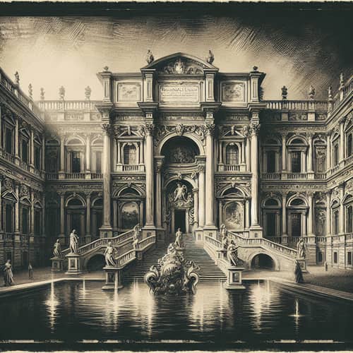 Vintage Black-and-White Poster Art | Baroque Style Print