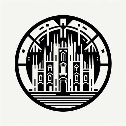 Milan Cathedral Inspired Round Logo | Russian Constructivism Design