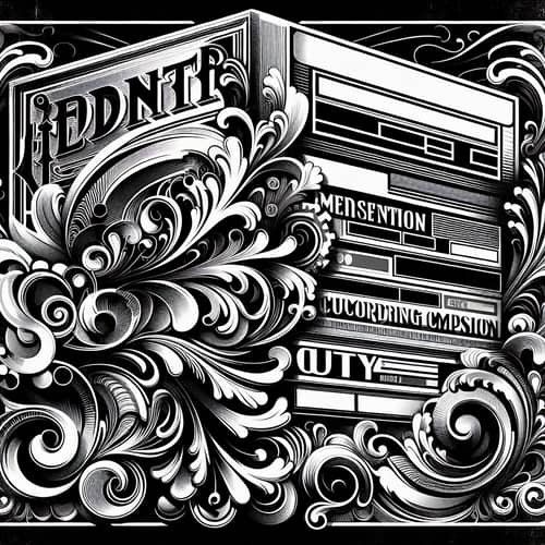 Vintage Black and White Digital Painting with Intricate Patterns